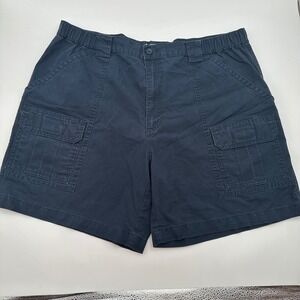 Savane Men's Navy Blue Cargo Shorts Elastic Waist Zip Fly Casual Size 36